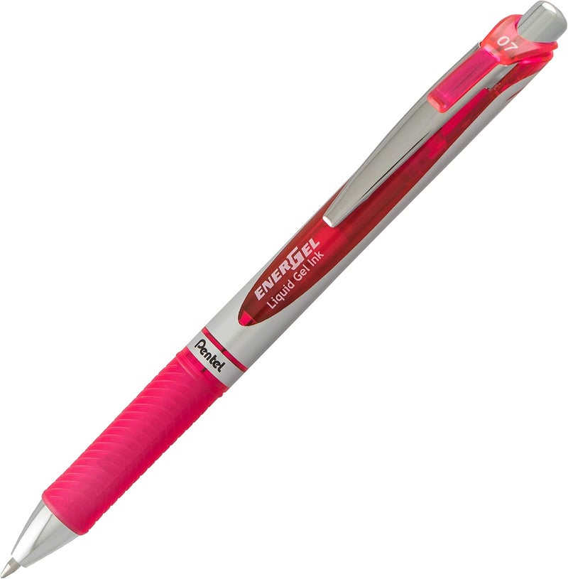 Pentel EnerGel Deluxe RTX Retractable Liquid Gel Pen, Medium Line, Metal Tip, Pink Ink, Box of 12 (BL77-P) - Image 3